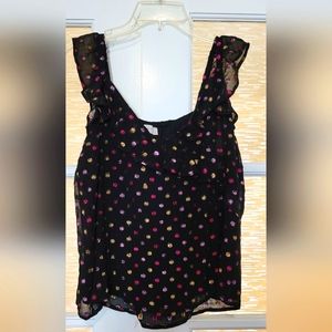 Womens LOFT Soze M Tank with metallic polka dots